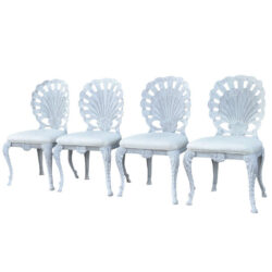 SOLD Set of 4 Brown Jordan Grotto Shell back Pulaski Patio Chairs