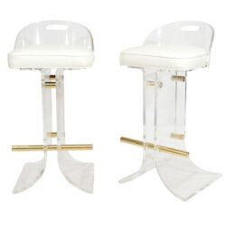 SOLD Pair of Paul Jones Lucite and Brass Barstools