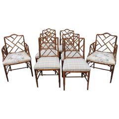 SOLD Set of 8 Faux Bamboo Chinese Chippendale Chairs by Century