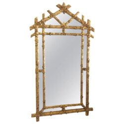 SOLD Faux Bois Vintage Gold Giltwood Wall Mirror, Hollywood Regency Flowers Floral