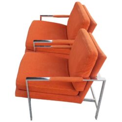 SOLD Carsons Vintage Pair of Chrome Arm Lounge Chairs, Cube Style of Milo Baughman