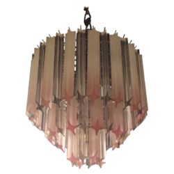 SOLD Pink Lucite Chandelier Vintage Three-Tier Hollywood Regency Palm Beach Chrome