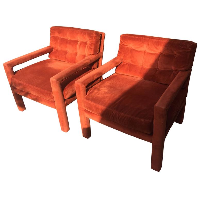 Sold Pair Parsons Club Arm Chairs, Parson Chairs With Arms