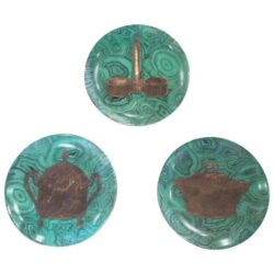 SOLD Fornasetti Set of Three 3 Malachite Green Stoviglie Plates Dinnerware Dishes