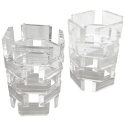 SOLD Lucite Stacked Brick Vintage Pair of End Side Tables, Palm Beach