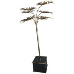 SOLD Italian Gold Palm Tree Metal Faux Bamboo Plant Brass Pot Statue Palm Beach