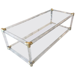 SOLD Charles Hollis Jones Faux Bamboo ON HOLD Lucite and Brass Coffee Cocktail Table Vintage