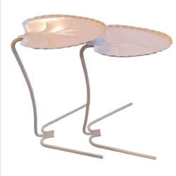 SOLD Salterini Pair of Lily Pad Leaf Side End Nesting Tables Newly Powdercoated White