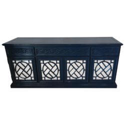 SOLD Chinese Chippendale Fretwork Credenza Sideboard Buffet Newly Lacquered Mirrored