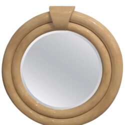 SOLD Tessellated Bone Round Wall Mirror Karl Springer Style Vintage Monumental For Sarah D