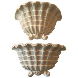 SOLD Pair of Serge Roche Style Wall Sconces Plaster Seashell Scalloped Shell Planters