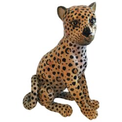 SOLD Italian Cheetah Ceramic Statue Vintage Made in Italy Hollywood Regency