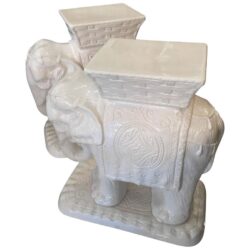 SOLD Pair of Vintage Elephant Garden Stools Stands White Hollywood Regency