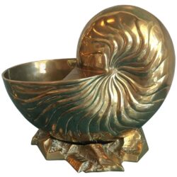 SOLD Large Brass Nautilus Planter Seashell Shell Vintage Statue Palm Beach