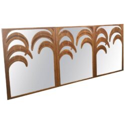 SOLD Split Reed Bamboo Wall Mirrors, Set of Three Tropical Leaf Palm Tree Frond