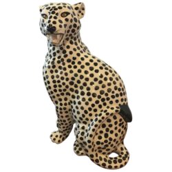 SOLD Vintage Cheetah Jaguar Large Ceramic Statue Hollywood Regency