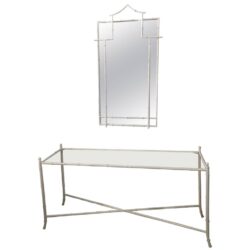 SOLD Faux Bamboo Metal Console Table and Pagoda Mirror Chinese Chippendale