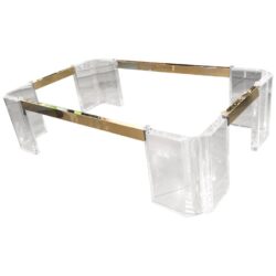 SOLD Vintage Signed Michael Oguns Chunky Lucite and Brass Cocktail Coffee Table