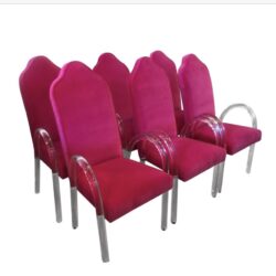 SOLD Vintage Set of 6 Hill Mfg. Lucite Waterfall Arm Dining Chairs Pink Velvet