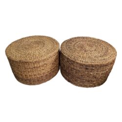 SOLD Pair of Seagrass Oversized Ottomans