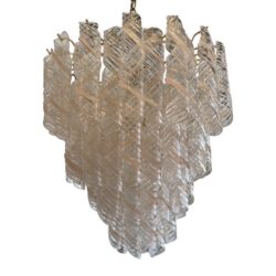 SOLD Vintage Murano Mazzega Torciglione Glass Pink Spiral 4-Tier Chandelier 13 Lights