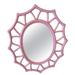 SOLD Vintage Rattan Palm Beach Coral Lacquered Wall Mirror