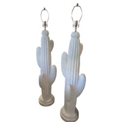 SOLD Vintage Plaster Cactus Floor Lamps Modern Palm Springs Chrome Two Available