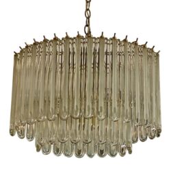 SOLD Vintage Murano Glass Two Tier Chandelier Italian Brass Cage