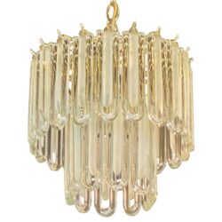 SOLD Vintage Murano Glass Chandelier Italian Brass Cage
