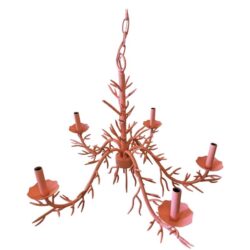 SOLD Vintage Palm Beach Metal Coral Chandelier 5-Light