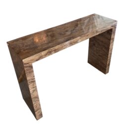 SOLD Vintage Modern Faux Burl Wood Waterfall Console Table