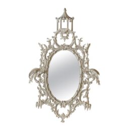 SOLD Vintage La Barge Italian Pagoda Bird Bell Wood Lacquered Wall Mirror Chinoiserie