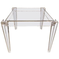 SOLD Vintage Square Lucite Peg Game Dining Table Tapered Legs Glass Top