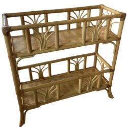 SOLD Vintage Rattan Bamboo Plant Stand Shelf Console Table