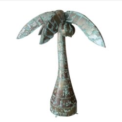 SOLD Vintage Monumental Metal Palm Tree Leaves & Coconuts Large Statue Tropical