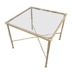 SOLD Brown Jordan White Calcutta End Side Coffee Table  Newly Powder-coated & Glass