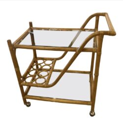 SOLD Vintage Palm Beach Rattan Bar Serving Trolley  Cart