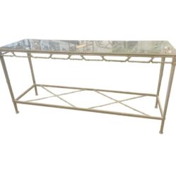 SOLD Rare Brown Jordan Calcutta Console Table Newly Powdercoated White & Glass