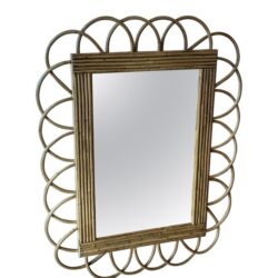 SOLD Vintage Palm Beach Loop Rattan and Bamboo Reed Wall Mirror