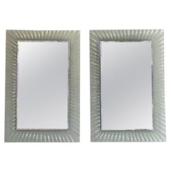 SOLD Vintage Pair of Murano Wavy Glass Wall Mirrors