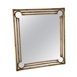 SOLD Vintage Large Natural Rattan Bamboo Palm Beach Keyhole Details Wall Mirror