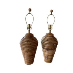 SOLD Pair of Vintage Bamboo Table Lamps Newly Wired