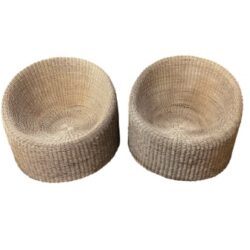 SOLD Vintage Pair of Eero Aarnio Wicker Round Lounge Chairs