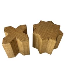 SOLD 1970s Pair Vivai del Sud Woven Rattan & Cane Italian Side End Cocktail Tables