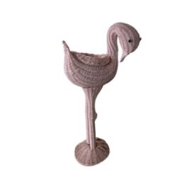 Vintage Palm Beach Pink Wicker Flamingo Plant Stand Pot Holder Garden