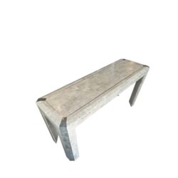 SOLD Vintage Tessellated Stone Console Sofa Table Brass Inlay Maitland Smith