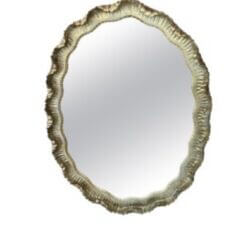 SOLD Venetian Italian Gold Gilt Wood Gesso Scalloped Ruffle Oval Wall Mirror