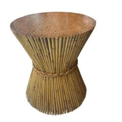 Vintage McGuire Rattan Dining Game Table Base Braided Wicker Sheaf of Wheat