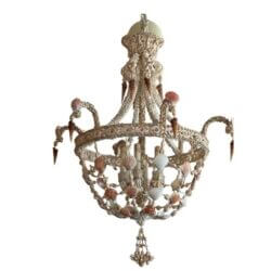 SOLD Vintage 6 Light Encrusted Seashell Shell Palm Beach Chandelier