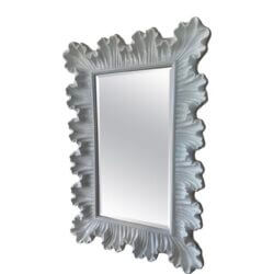 Newly White Lacquered Palm Beach Ruffle Scalloped Wall Mirror